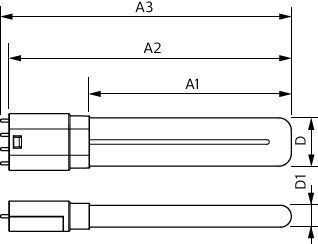 LED-Röhrenlampe 2G11 8W 3000K 960lm E ws mattiert 160° AC Ø17x224mm 20-60V