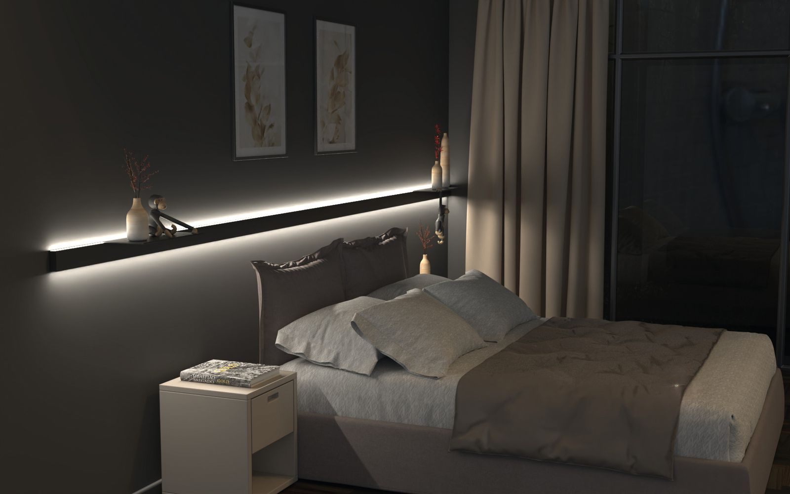 LED-Wandanbauleuchte 36W 2700-5000K IP20 1490lm sw 1200x73x33mm