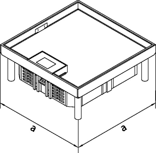 Kassette nivellierbar VA quadrat 244mm 95-282mm 95mm trocken