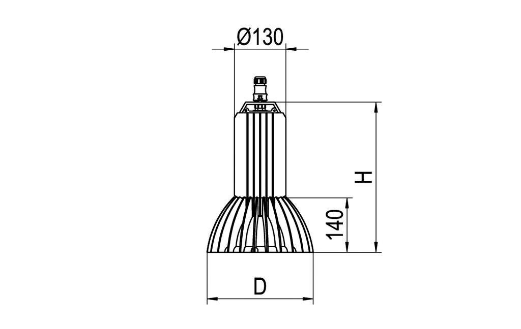 LED-Hallenleuchte 114W 3000K 15470lm sym Konv DALI 1LED Dimmung DALI IP65 Alu