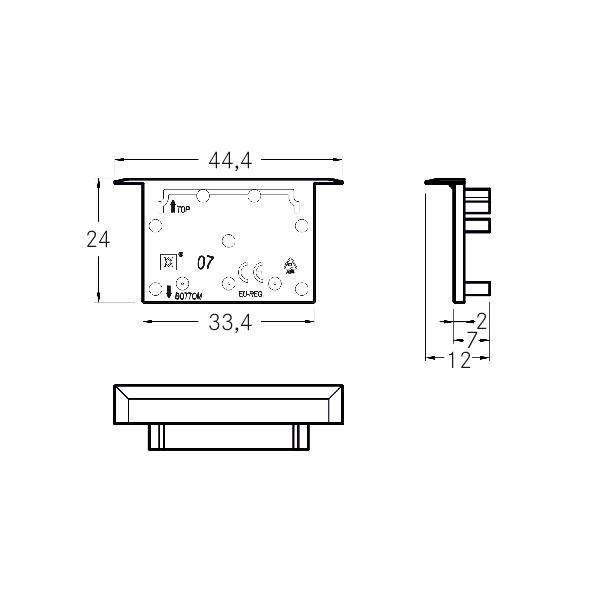 Endkappe ws Kst L44,4mm B24mm H12,5mm