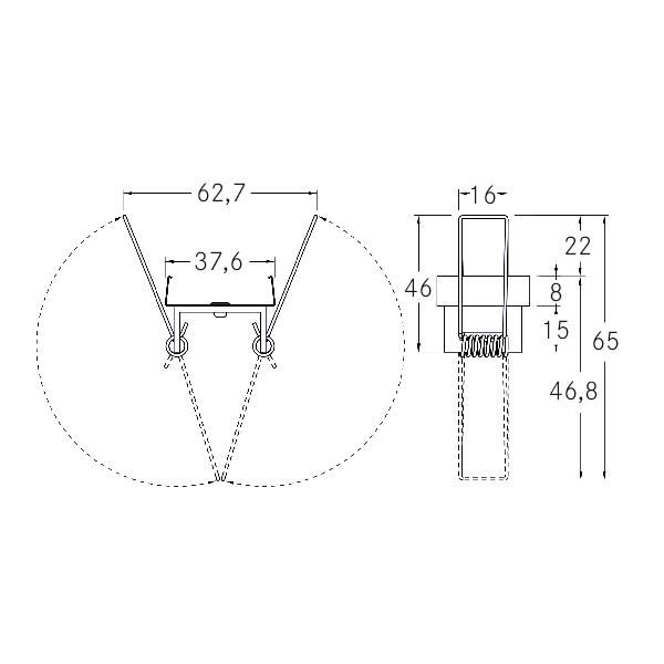 Befestigungsset si Alu L62,7mm B37,6mm H45mm