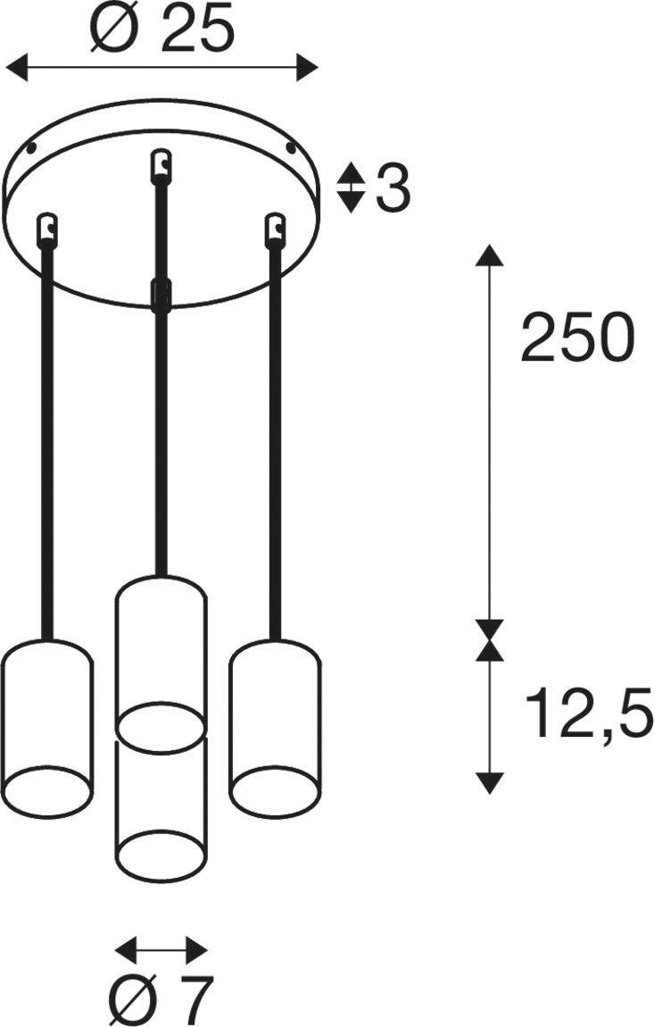 LED-Pendelleuchte 10W GU10 sym IP20 4LEDs LED austauschbar Ø70mm 70x70x125mm