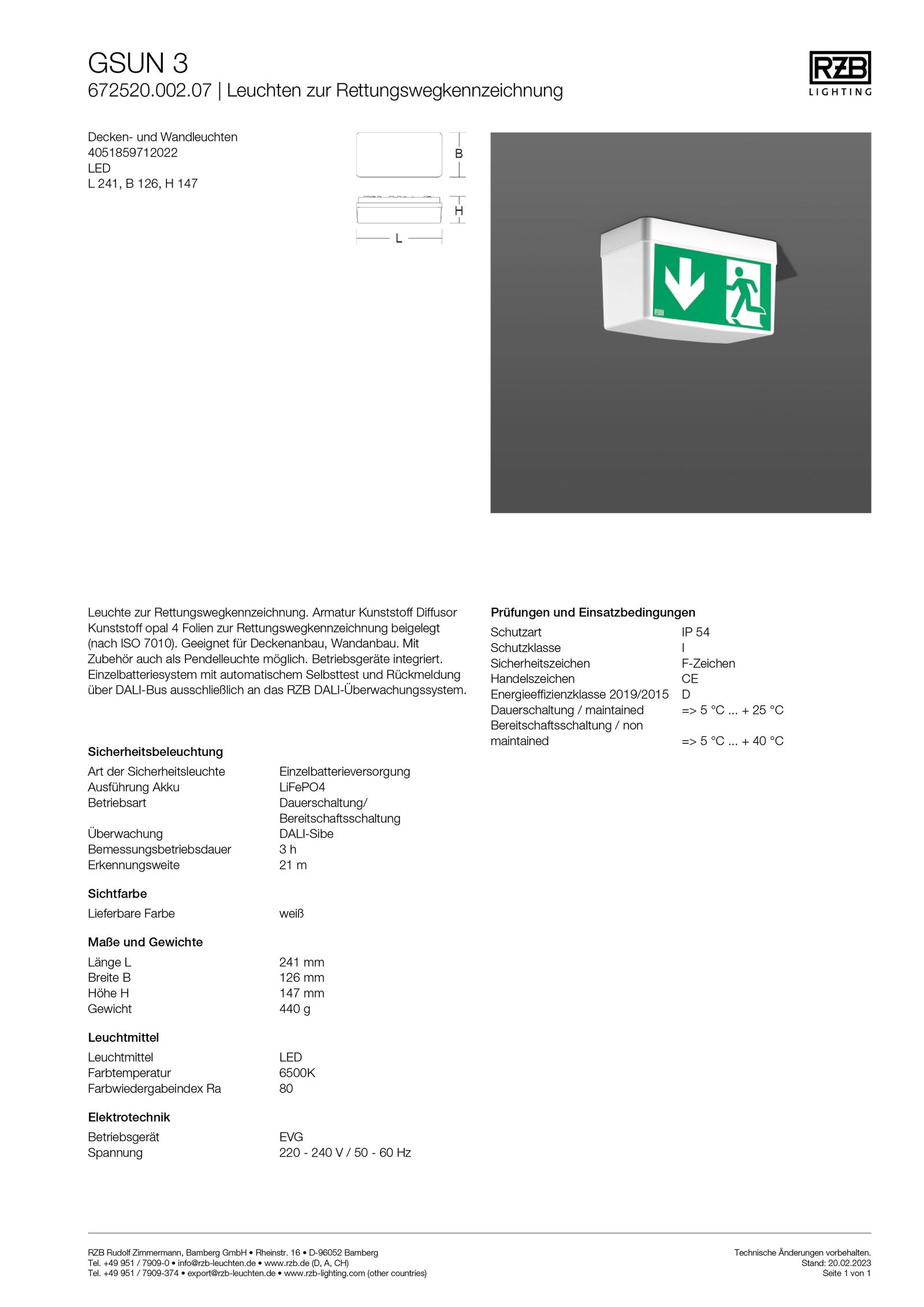 LED-Sicherheitsleuchte GSUN 3 4W 6500K IP54 1LED Wandanbau/Deckenanbau 21m