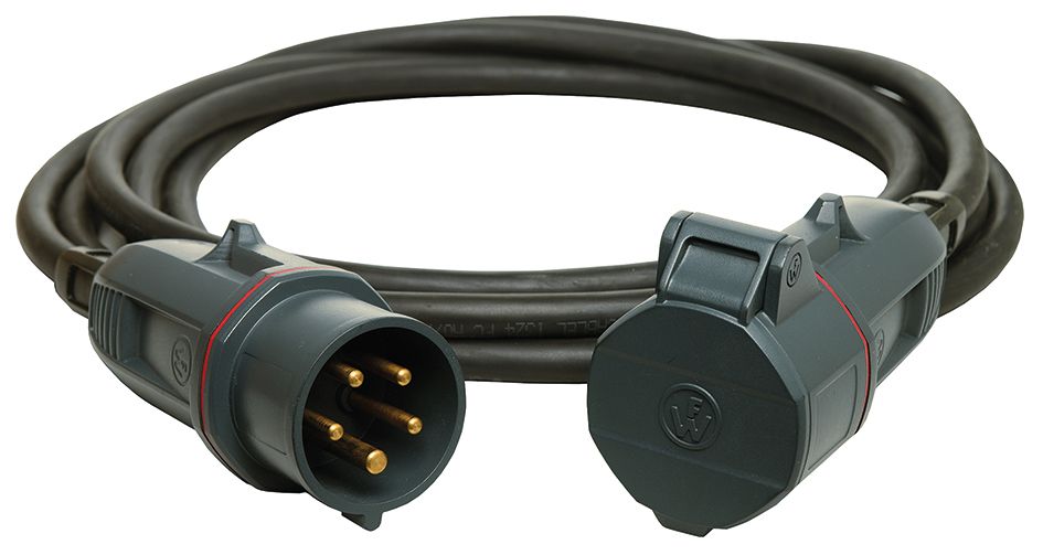 CEE-Verlängerung 10m 5x6qmm 32A sw IP54 Gummi