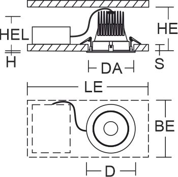 LED-Einbaustrahler 35W HELEDON 3000K Alu 3450lm Dimmung DALI 1LED IP20 sw mt