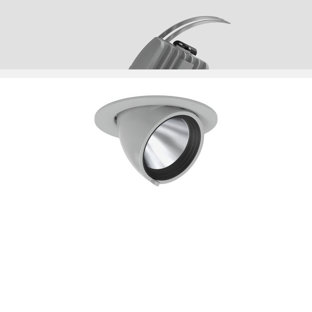 LED-Einbaustrahler 20W GOLAS 3500K 1LED 2550lm Konv Alu IP20 si mt Ø/EB133mm
