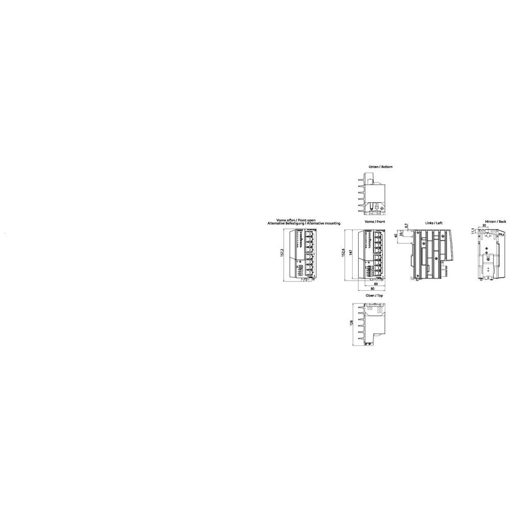 Switch Hutschiene 802.3 at (PoE+) 8x10/100Mbps