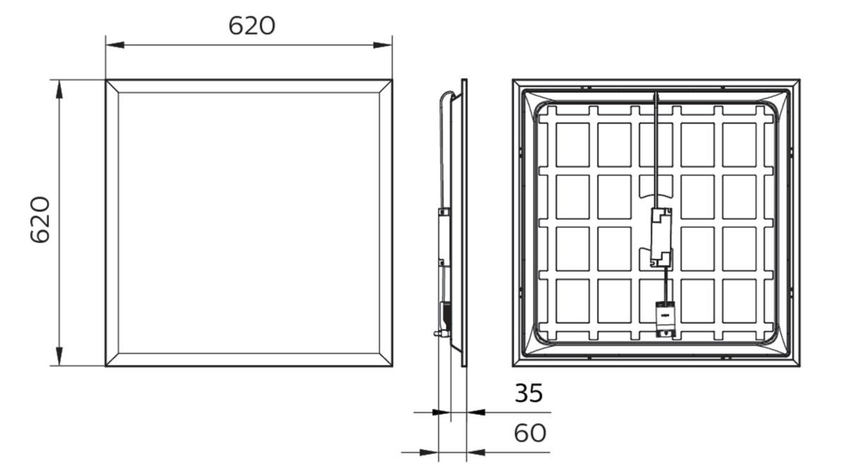 LED-Panel 34W 4000K 3400lm ws Konv IP20 620x620x35mm