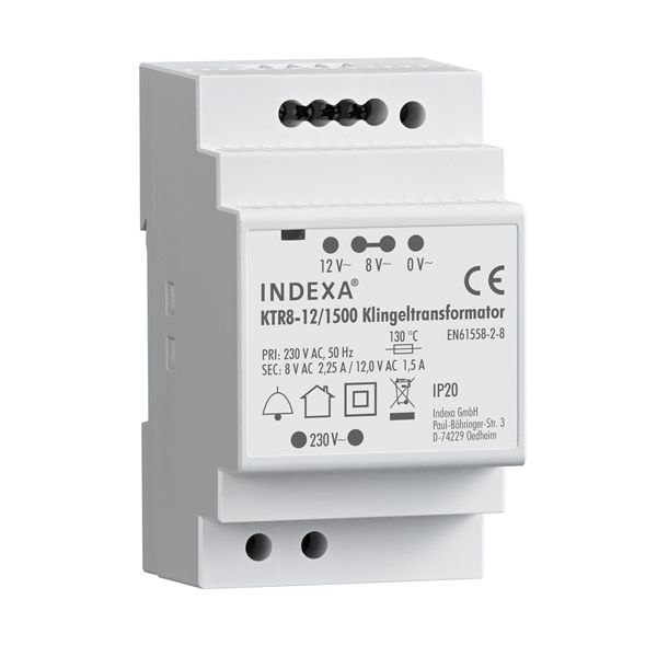 Klingeltransformator 230V 8/12V 2,25/1,5A REG 3TE f.Reiheneinb