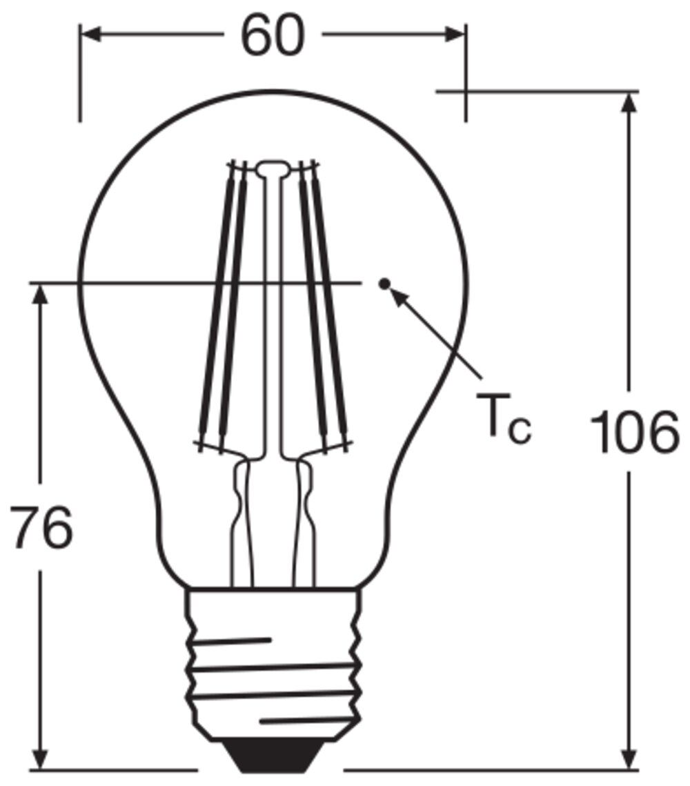 LED-Lampe FM E27 A60 7W 2700K 806lm E ws dim kl Filamentlampe dimmbar 300° AC