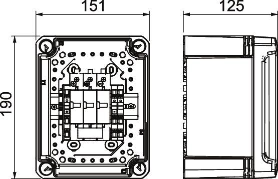 DC-Stringbox 1f 41A 1000V/mess IP66 1p Verschraubung 150x190x125mm