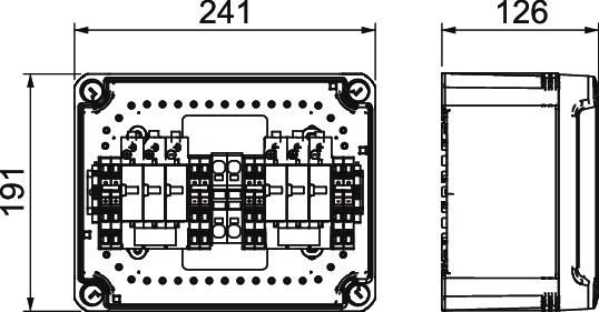 DC-Stringbox 4f 41A 900V/mess Verschr 2p IP66 240x191x125mm
