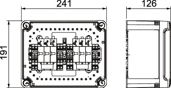 DC-Stringbox 4f 41A 1000V/mess IP66 2p Verschraubung 240x191x125mm