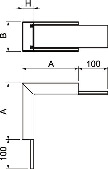 Inneneck BS-K 90° ws besch 190x190mm