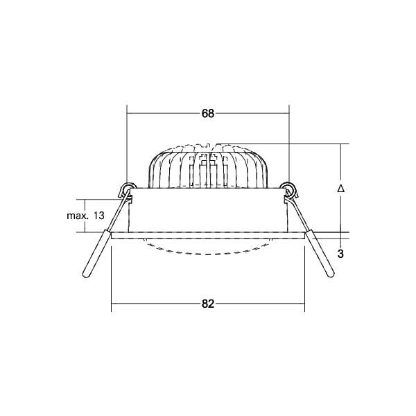 LED-Einbaustrahler 0-14W LOOP-R Konv sw mt IP20 1LED Kst Ø/EB68mm