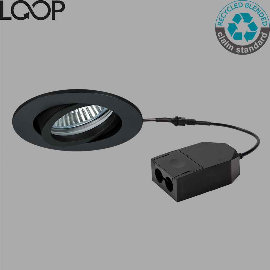 LED-Einbaustrahler 5W LOOP-R 3000K 410lm Konv 1LED Kst IP20 sw mt RF:hochglänzend