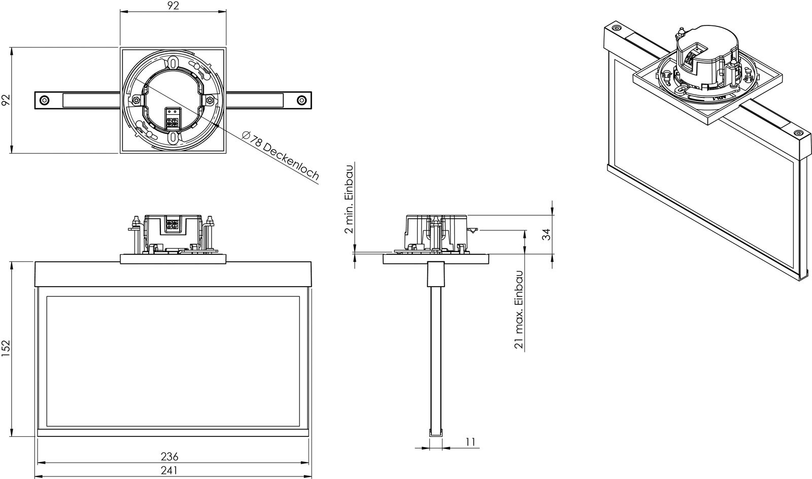 LED-Sicherheitsleuchte 4,7W IP20 EB 22m 1LED Einb eins/zweis ÜberwBaust dezentr