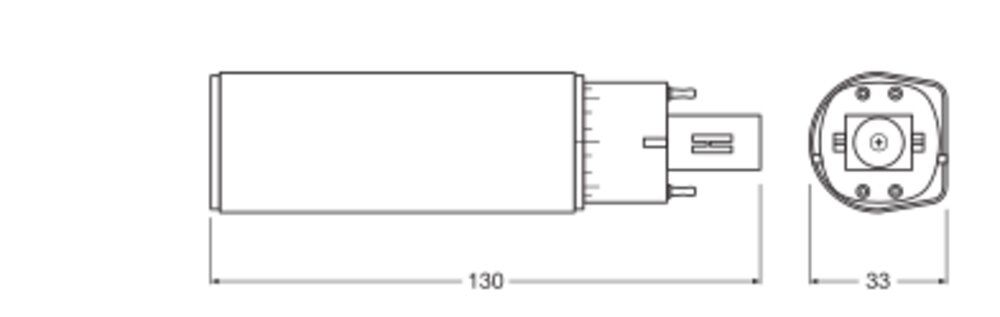 LED-Röhrenlampe G24q-1 6W 4000K 660lm E ws mattiert 120° AC Ø33x142,8mm 220-240V