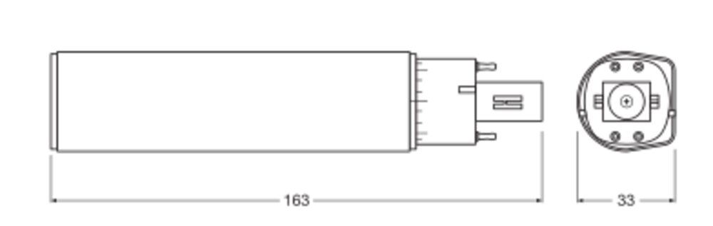 LED-Röhrenlampe G24q-3 10W 3000K 990lm E ws mattiert 120° AC Ø33x169,8mm 220-240V