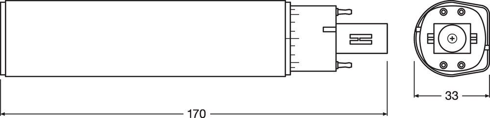 LED-Röhrenlampe G24q-3 10W 4000K 1100lm E ws mattiert 120° AC Ø33x169,8mm