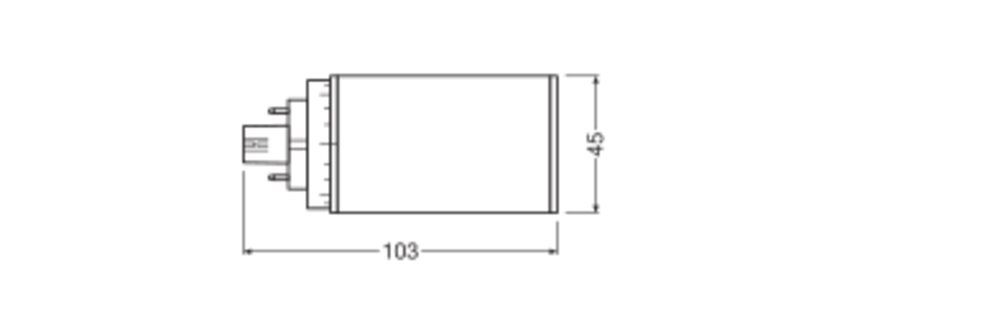 LED-Röhrenlampe G24q-1 6W 3000K 630lm F ws mattiert 120° AC Ø45x102,8mm 220-240V