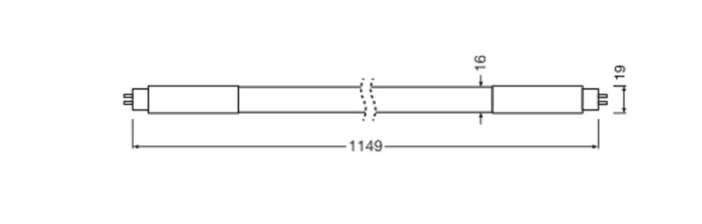 LED-Röhrenlampe G5 T5 16W 6500K 2400lm D ws mattiert 190° AC Ø19x1149mm 220-240V