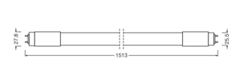 LED-Röhrenlampe G13 T8 20W 6500K 3100lm D ws mattiert 190° AC Ø27,8x1513mm 42V