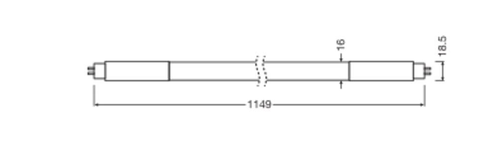 LED-Röhrenlampe G5 T5 26W 6500K 4000lm E ws mattiert 190° AC Ø16x1163mm 50V