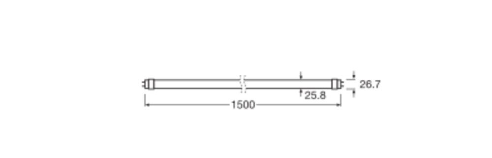 LED-Röhrenlampe G13 T8 17,7W 3000K ws AC 2790lm D mattiert 190° Ø26,7x1513mm