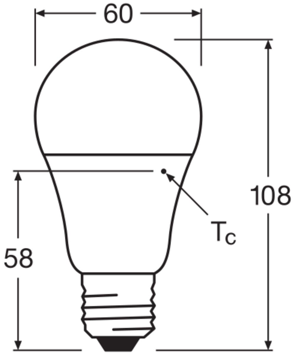 LED-Lampe E27 A60 8,8W 2700K 806lm F dim ws mattiert dimmbar 200° AC Ø60x108mm
