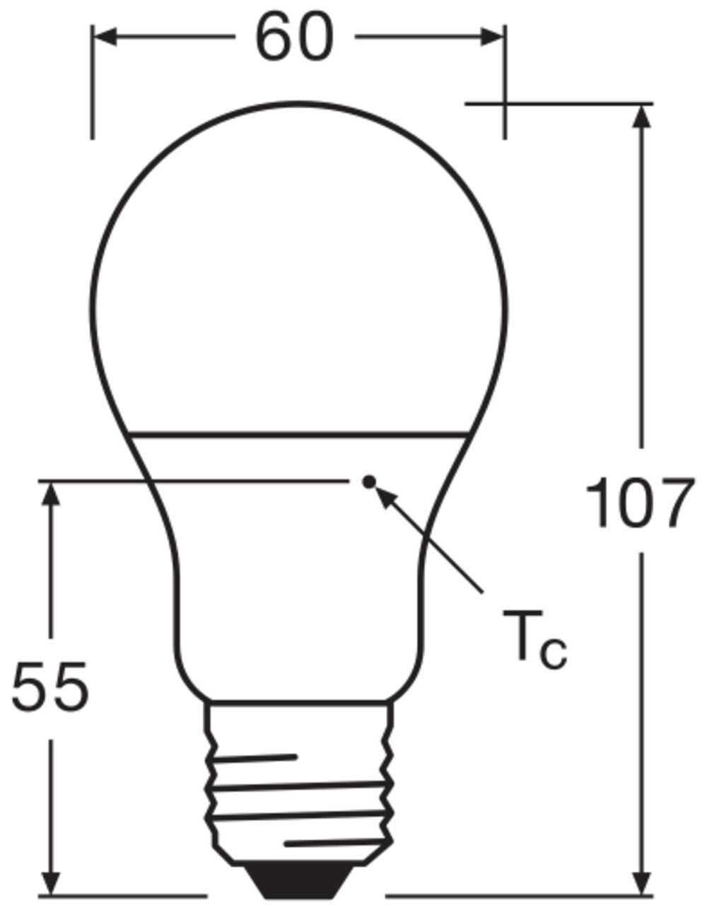 LED-Lampe E27 A60 8,5W 2700K 806lm F ws mattiert 200° AC Ø60x107mm 220-240V