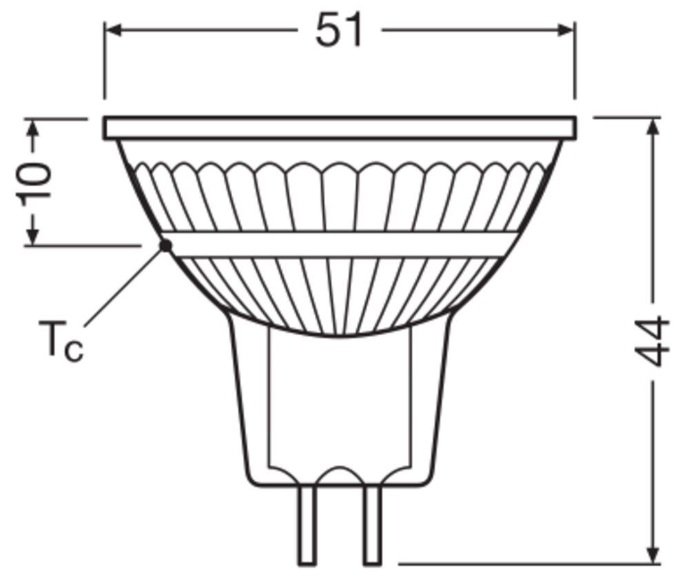 LED-Reflektorlampe GU5,3 5,3W 2700K ws 345lm G dim kl dimmbar 36° UC Ø51x46mm