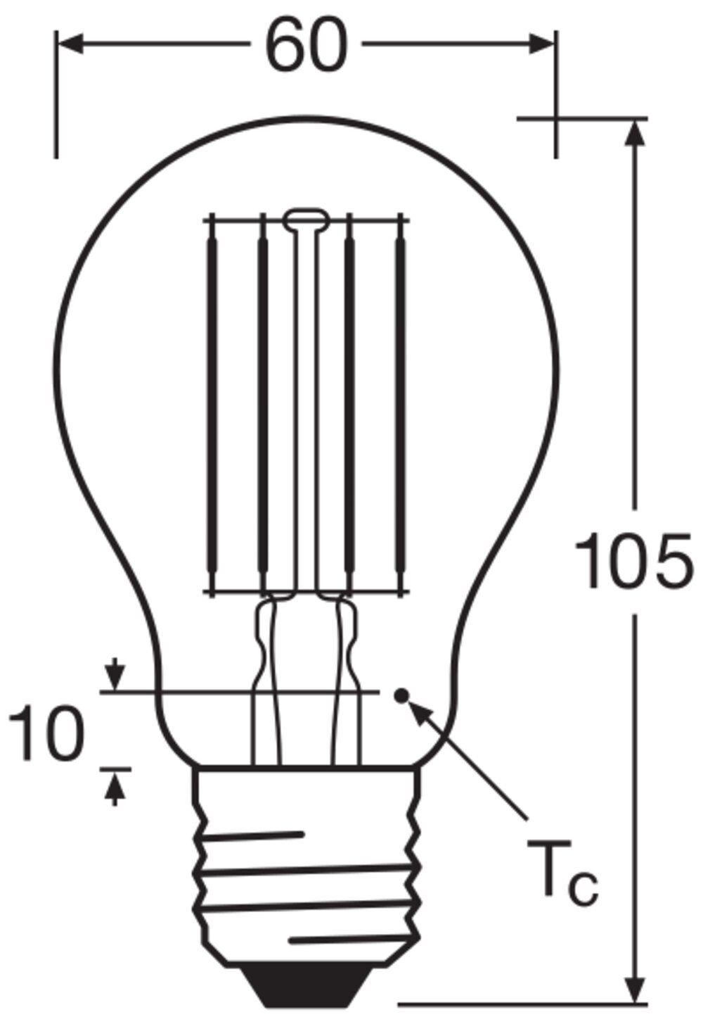 LED-Lampe FM E27 A75 7,5W 2700K 1055lm D dim Filamentlampe ws kl dimmbar 300° AC