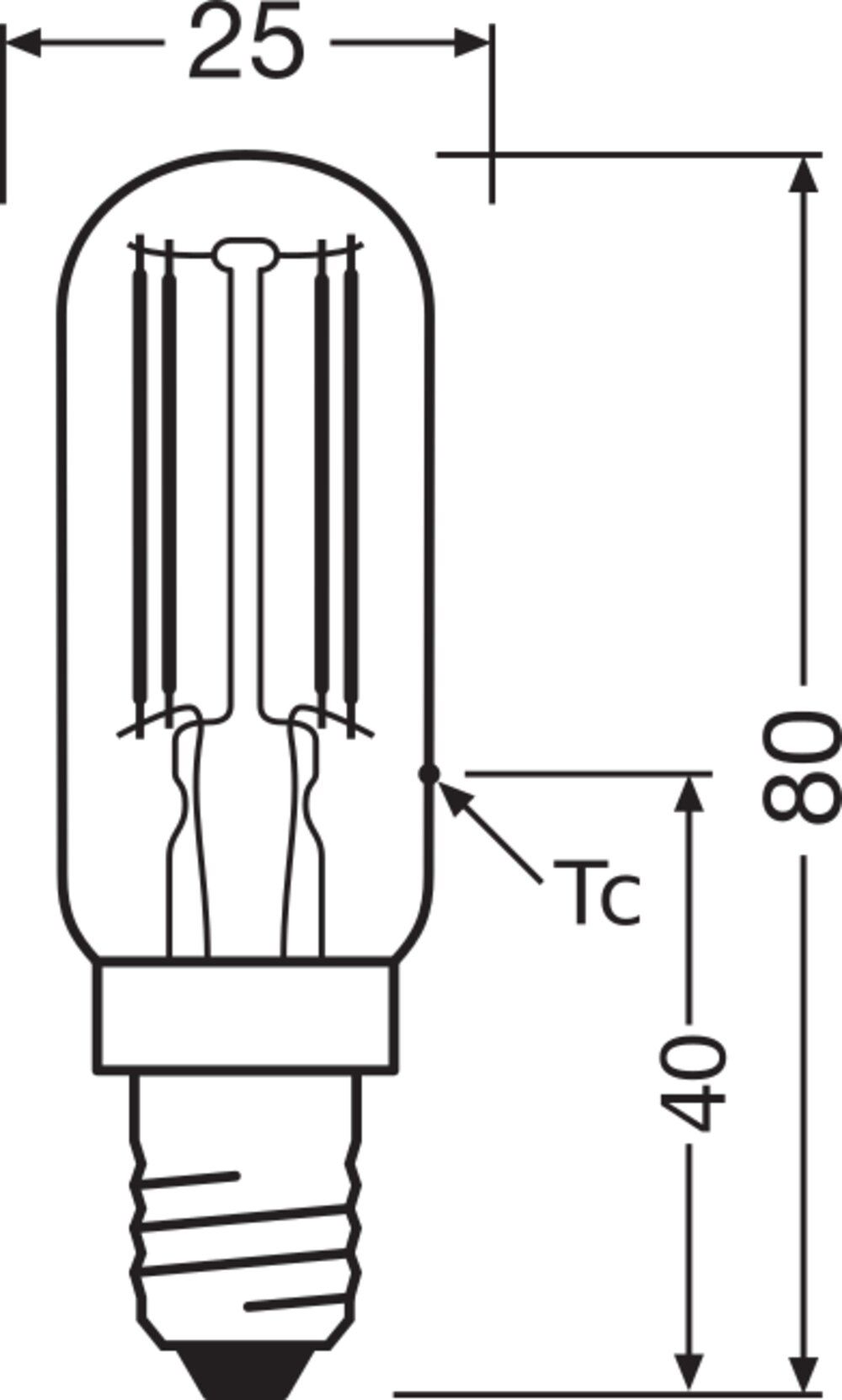 LED-Röhrenlampe FM E14 4,2W 2700K 470lm E kl Filamentlampe ws 300° AC Ø25x83mm