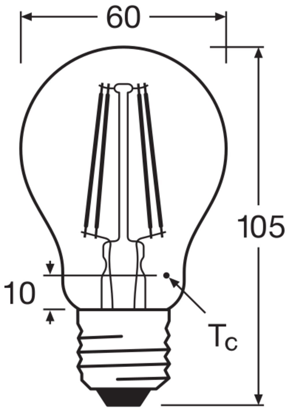 LED-Lampe FM E27 4,8W 2700K 470lm F dim Filamentlampe ws kl dimmbar 320° AC