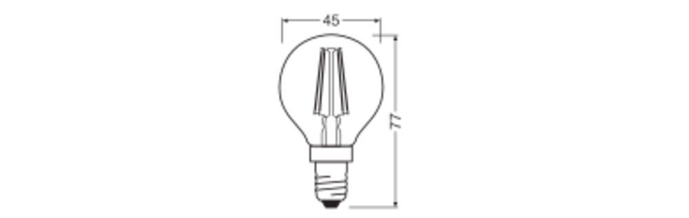 LED-Lampe FM E14 4W 2700K 470lm E kl ws 300° Filamentlampe AC Ø45x77mm 220-240V