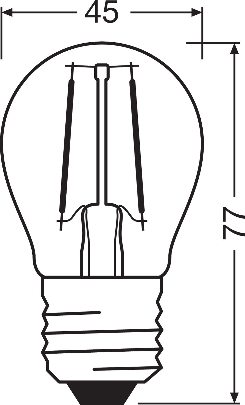 LED-Lampe FM E27 2,5W 2700K 250lm F kl Filamentlampe ws 300° AC Ø45x77mm