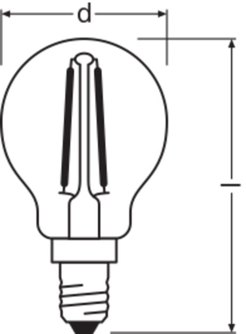 LED-Lampe FM E14 2,5W 2700K 250lm F kl Filamentlampe ws 300° AC Ø45x77mm