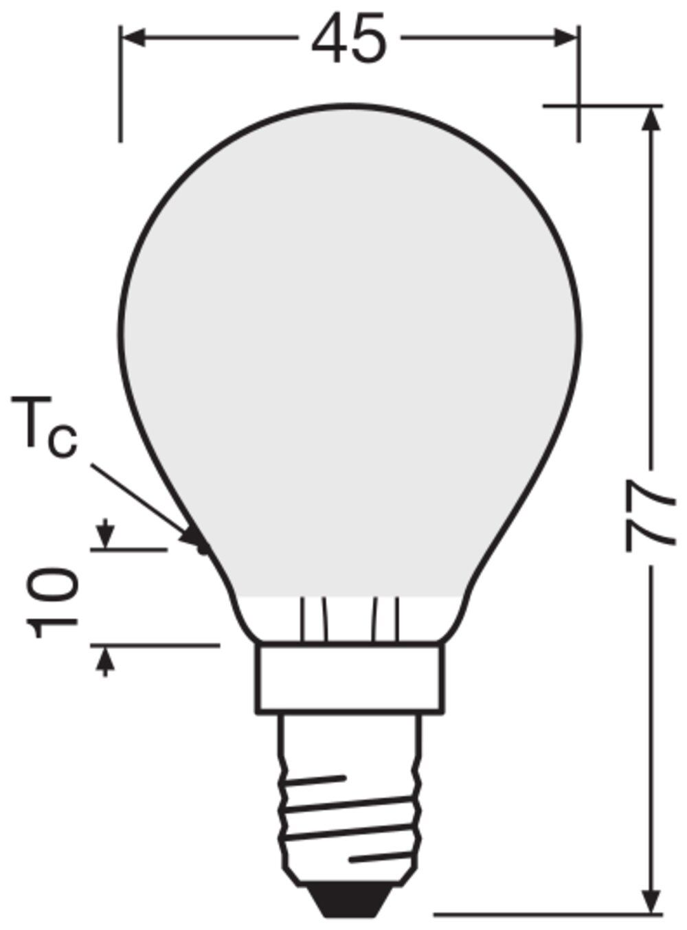 LED-Lampe FM E14 2,5W 2700K 250lm F ws Filamentlampe mattiert 300° AC Ø45x77mm