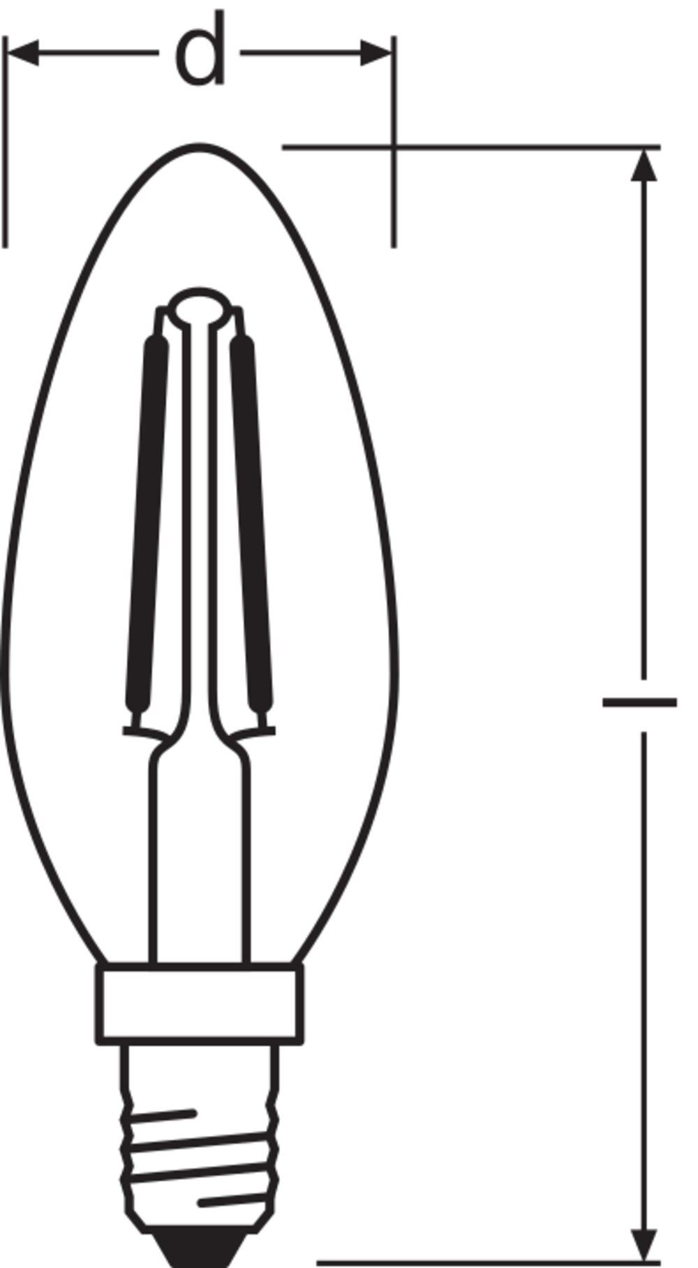LED-Kerzenlampe FM E14 2,5W 2700K 250lm F kl Filamentlampe ws 300° AC Ø35x100mm