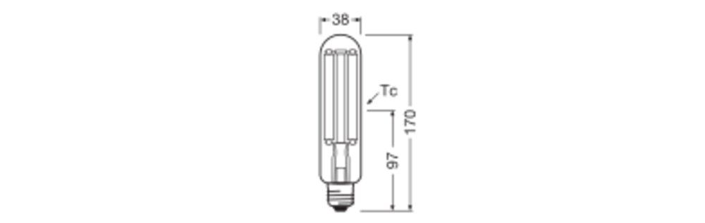 LED-Röhrenlampe FM E27 21W 2700K 3600lm C kl Filamentlampe ws 360° AC Ø38x170mm