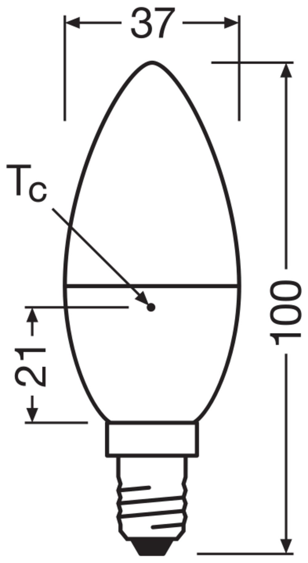 LED-Kerzenlampe E14 2,8W 2700K 245lm F ws mattiert 200° AC Ø37x96mm 220-240V