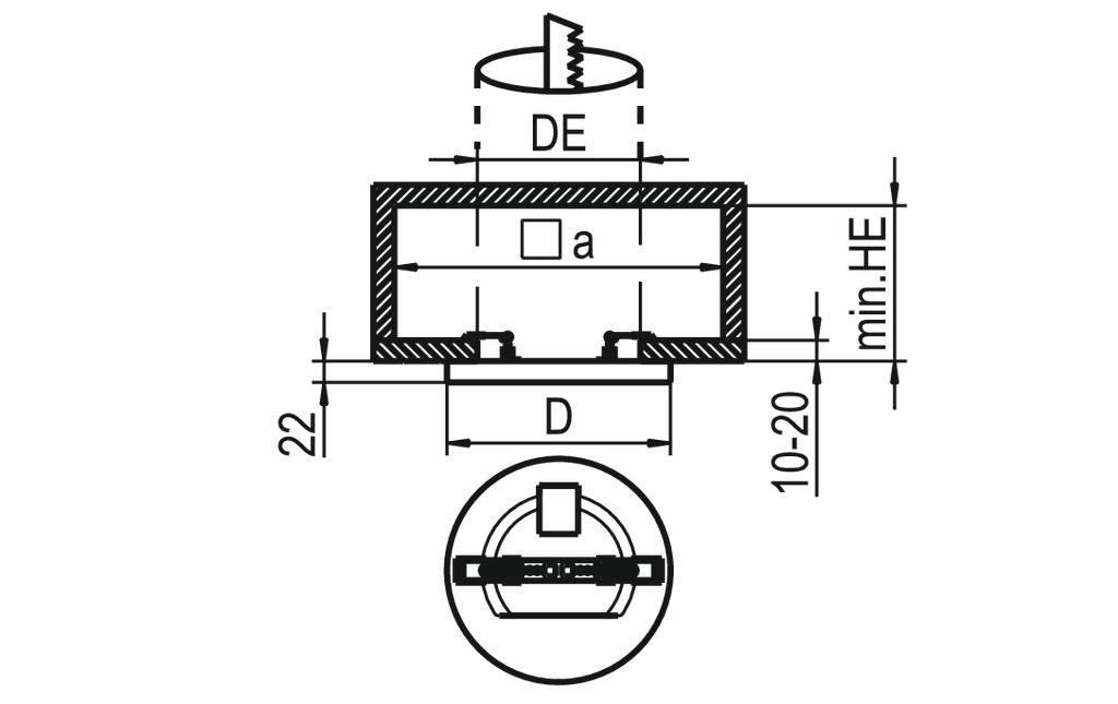 LED-Einbaustrahler 18W 3000-4000K 2710lm Konv 1LED Kst IP40 ws mt Ø/EB65-185mm
