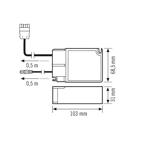 LED-Steuerung 30W 700mA 6-42V IP20 DALI Dimmung DALI Kstgeh dyn 103x68x31mm