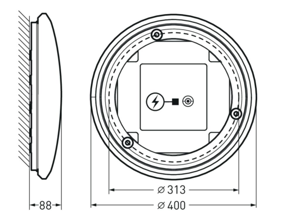 LED-Sensorleuchte 15-21W 3000-4000K ws 2200lm Konv IP20 BWM Ø400x88mm