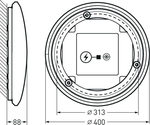 LED-Wannenleuchte 14-20W 3000-4000K ws 2200lm Konv IP20 Ø400x88mm
