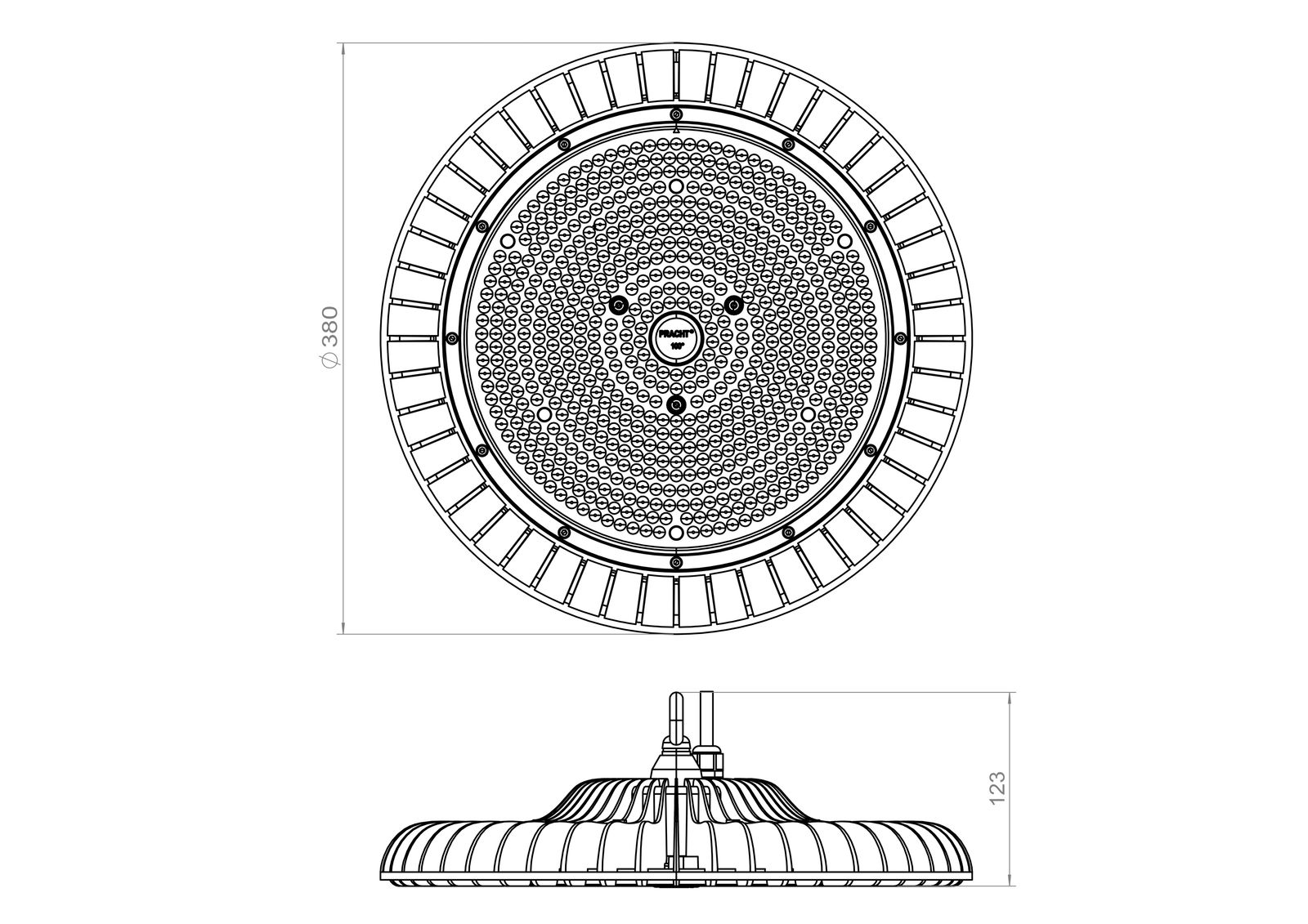 LED-Hallenleuchte 117W COMO BL 4000K sym 21000lm 1LED IP65 Mit Schutzabdeckung