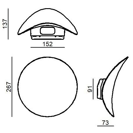 LED-Wandanbauleuchte Alba 19W 3000K Konv 1374lm gr IP65 Ø267x137mm