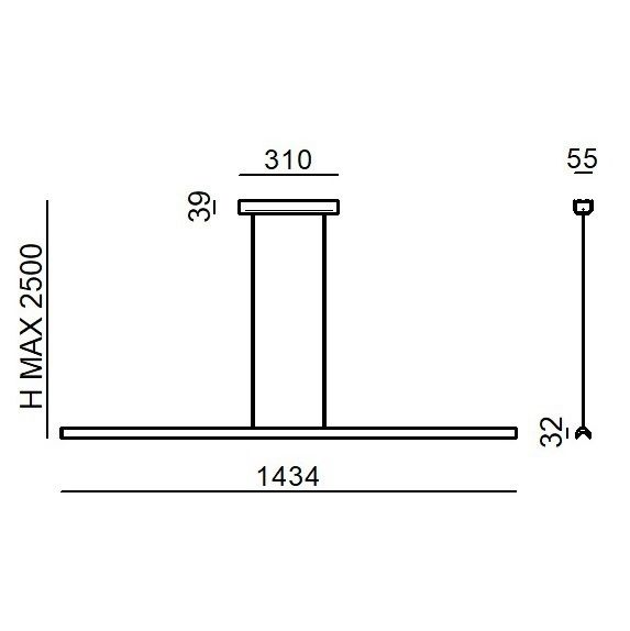 LED-Pendelleuchte 38W Halfpipe 2 3000K 1819lm 1LED LED nicht austauschbar sw